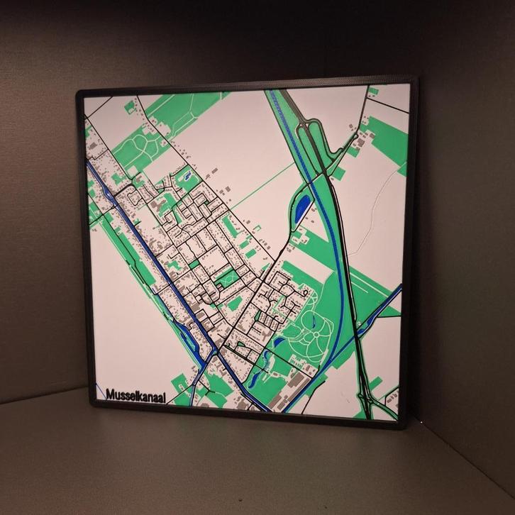 3d geprinte landkaart musselkanaal of eigen stad / dorp, Huis en Inrichting, Barren, Nieuw, Ophalen of Verzenden