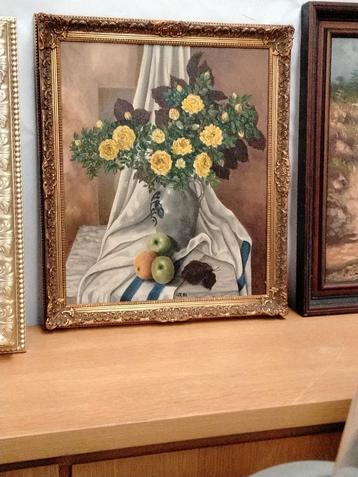 Bloemen en Fruit Stilleven Schilderij beschikbaar voor biedingen