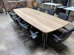 Vergadertafel natuur eiken blad met Chrome onderstel, Ophalen of Verzenden, Nieuw, Bureau