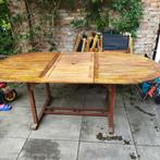 Tuinset tuintafel en zes inklapbare stoelen 200x100x75 hout, Ophalen, Gebruikt, 6 zitplaatsen, Tuinset
