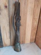 Oude franse koe bel met lederen hals band, Antiek en Kunst, Verzenden