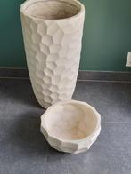 Bloempot  steen beige binnen, Tuin en Terras, Bloempotten, Ophalen, Steen, Rond, Binnen