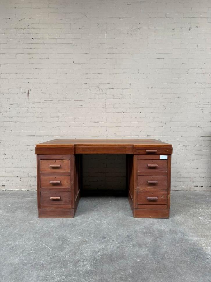 Antiek Indiaas teakhouten bureau, Huis en Inrichting, Bureaus, Bureau, Ophalen of Verzenden