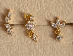 Drie goldplated kraakbeen piercings met bolletje goud, Overige materialen, Oor- of Traguspiercing, Nieuw, Ophalen of Verzenden