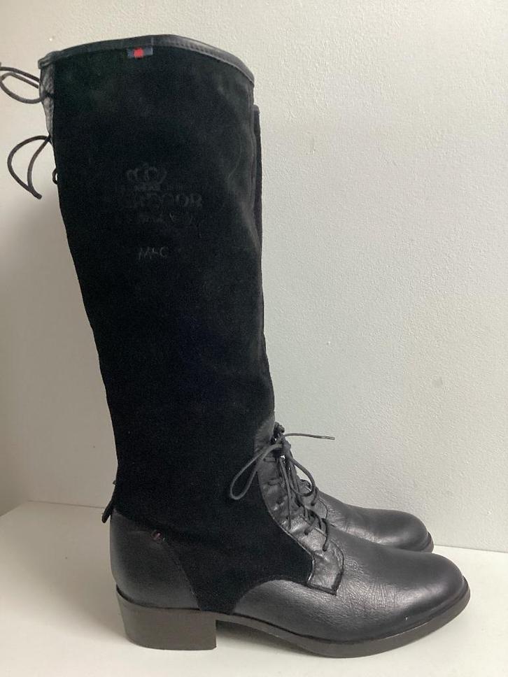 McGregor laarzen leer/ suede mt 38, Kleding | Dames, Schoenen, Gedragen, Hoge laarzen, Zwart, Ophalen of Verzenden