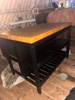 Ikea Vadholma Kookeiland Zwart/Eiken, Gebruikt, 100 tot 150 cm, 75 cm of meer, Zwart