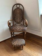 Vintage Stoelen met Voetenbankjes Leopard design, Ophalen, Gebruikt, Bruin, Eén
