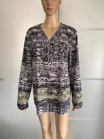 J197 Gerry Weber maat 42=L blouse top geel/wit/zwart beschikbaar voor biedingen
