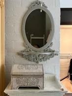 Brocante Grijze Spiegel Ovaal, Huis en Inrichting, Woonaccessoires | Spiegels, Ophalen, Gebruikt, Minder dan 100 cm, Ovaal