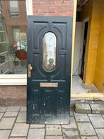 GEBRUIKTE HARDHOUTEN VOORDEUR MET GLAS EN LOOD 83x201.5mm, Doe-het-zelf en Verbouw, Deuren en Horren, Ophalen, Gebruikt, 80 tot 100 cm