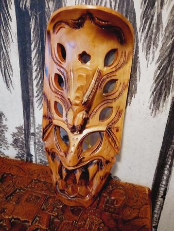 Houtsnijwerk  draken masker Hawaïaanse tikki masker beschikbaar voor biedingen