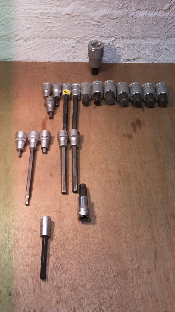 Gedore Hazet Facom inbusdoppen tm 19mm, Doe-het-zelf en Verbouw, Gereedschap | Handgereedschap, Zo goed als nieuw, Ophalen of Verzenden