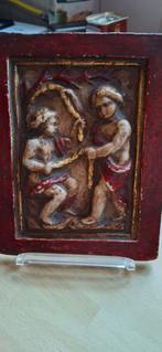 Gepolychromeerde Terra Cotta Bas relief- 20x16.5cm, Antiek en Kunst, Ophalen of Verzenden