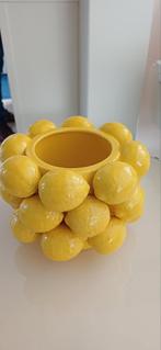Bloempot  10cm doorsnede hoogte 15cm citroen motief, Ophalen, Overige kleuren, Aardewerk of Porselein, Zo goed als nieuw