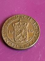 1/2 Cent 1945 nederlands indie, Postzegels en Munten, Munten | Nederland, Koningin Wilhelmina, Overige waardes, Ophalen, Losse munt