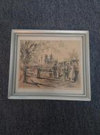 Schilderijtje Franz Herbelot 16,5x14,5 ingelijst, Antiek en Kunst, Kunst | Etsen en Gravures, Ophalen of Verzenden