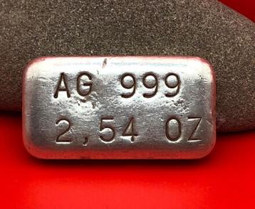 2.54 Oz 999 zilver gegoten baartje 78.74 gram beschikbaar voor biedingen