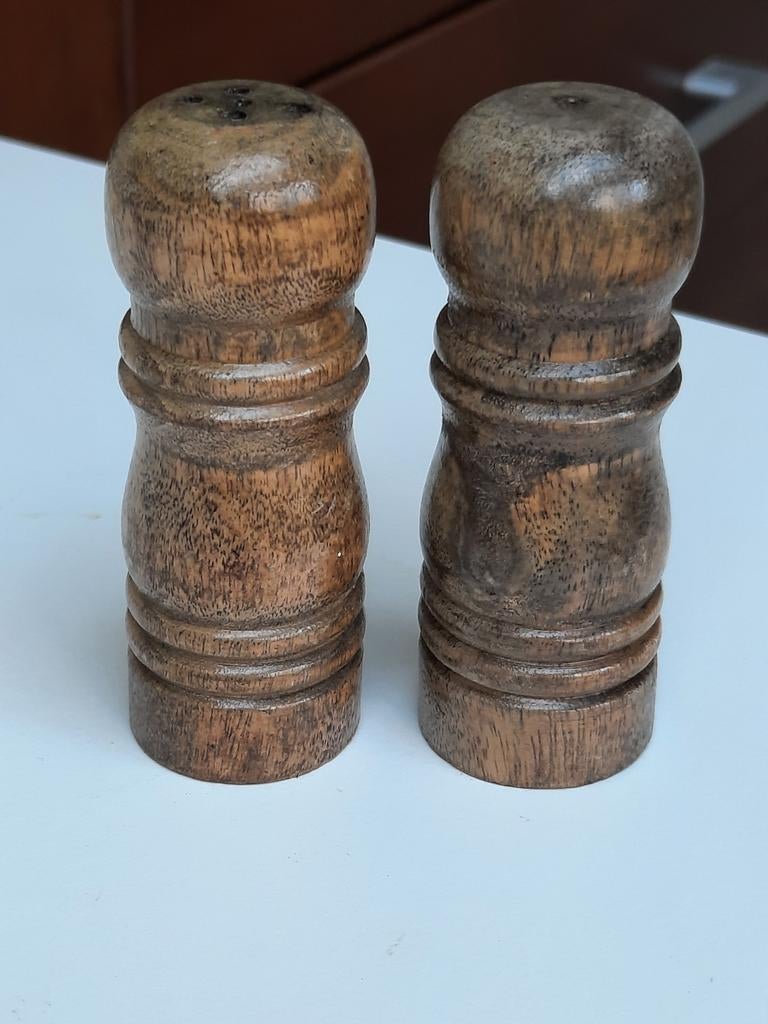 Mini houten peper en zout stel, Antiek en Kunst, Ophalen of Verzenden