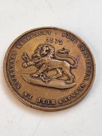 Penning 300 jaar Vrijheid en Orde 1572-1872 leeuw   beschikbaar voor biedingen