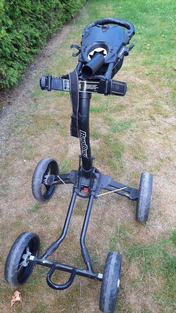 Bagboy Bag boy trolley Quad XL met tasje en parapluhouder, Sport en Fitness, Golf, Gebruikt, Golfkar, Overige merken, Ophalen