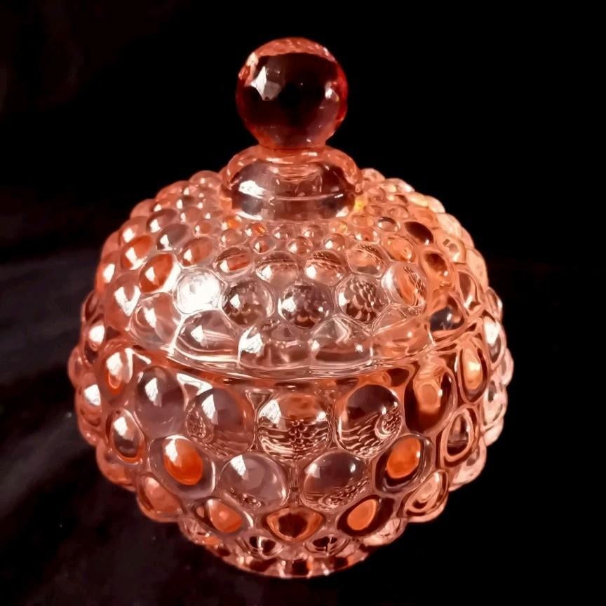 Sieraden-/Snuisterijendoosje van roze bubbelglas, Ophalen of Verzenden