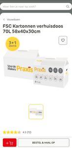 Praxis Verhuisdozen 70L - 7 stuks, Doe-het-zelf en Verbouw, Kratten en Dozen, Ophalen, Doos, 50 tot 75 cm, Zo goed als nieuw