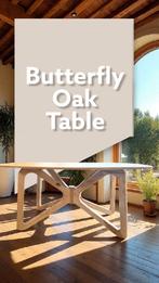 Moderne Eikenhouten Eettafel met Vlindervoet, Huis en Inrichting, Tafels | Eettafels, Eikenhout, Nieuw, Vijf personen of meer
