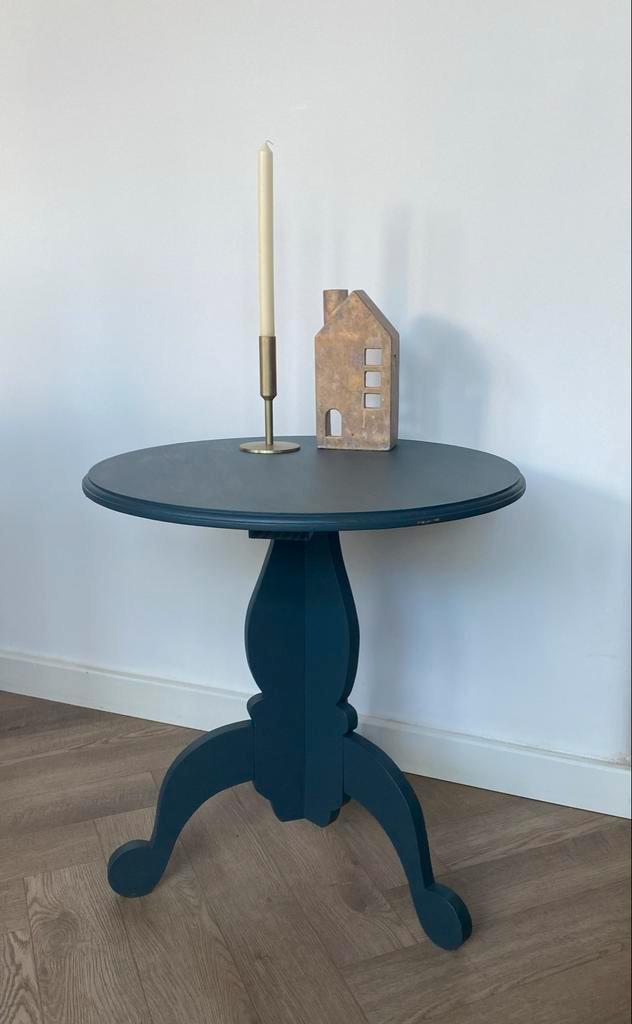 Donkerblauw Wijntafeltje, Huis en Inrichting, Tafels | Statafels, Zo goed als nieuw, Ophalen