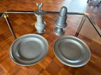Tinnen accesoires 2 bordjes melkkan tin, Antiek en Kunst, Ophalen of Verzenden