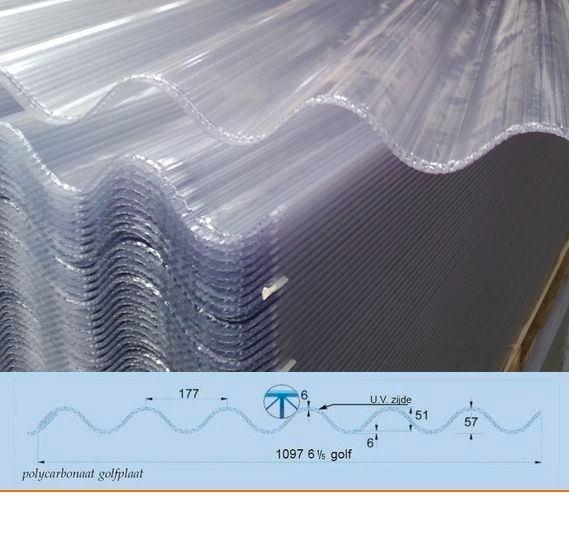 Golfplaat 3-wandig polycarbonaat 177/51 typeF 158/200x110 cm, Tuin en Terras, Overkappingen, Nieuw, Veranda, Ophalen