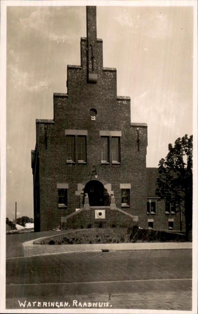 Wateringen - Raadhuis - Gevel, Verzamelen, Ansichtkaarten | Nederland, Ongelopen, Zuid-Holland, Voor 1920, Ophalen of Verzenden
