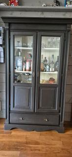 Geschilderde grenen buffetkast, Huis en Inrichting, Kasten | Buffetkasten, Ophalen, Gebruikt, 100 tot 150 cm, Glas