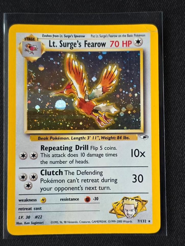 Lt. Surge's Fearow - Holo - Gym Heroes Excellent (EX), Hobby en Vrije tijd, Verzamelkaartspellen | Pokémon, Gebruikt, Losse kaart