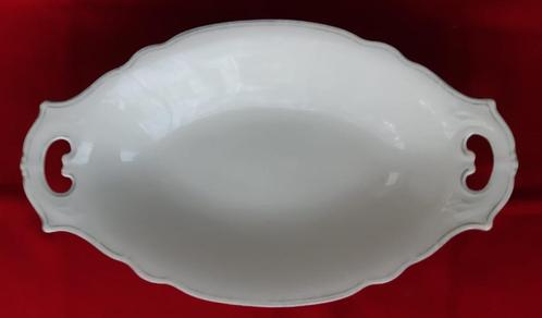 Antiek Jäger servies (wit met zilveren randje): schaal, Antiek en Kunst, Antiek | Servies los, Ophalen of Verzenden