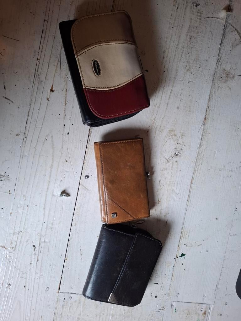 Oude leren portemonnees, Sieraden, Tassen en Uiterlijk, Portemonnees, Overige merken, Gebruikt, Ophalen of Verzenden, Leer