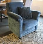 Landelijke Fauteuil  Blauw velours, Huis en Inrichting, Fauteuils, Ophalen, 75 tot 100 cm, Zo goed als nieuw, Stof