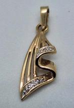 14 karaat gouden hanger met diamantjes 585, Overige voorstellingen, Ophalen of Verzenden, Zo goed als nieuw, Goud
