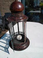 Groot, metalen windlicht, antiek-bruin, Staande lamp, Ophalen of Verzenden, 50 tot 250 watt, IJzer