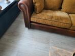 Leren bank met stoffen kussenems, Huis en Inrichting, Ophalen of Verzenden, Zo goed als nieuw