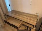 Bureau 48x120 licht eiken kleur/zwart  €75, Huis en Inrichting, Bureaus, Ophalen, -, -, Zo goed als nieuw