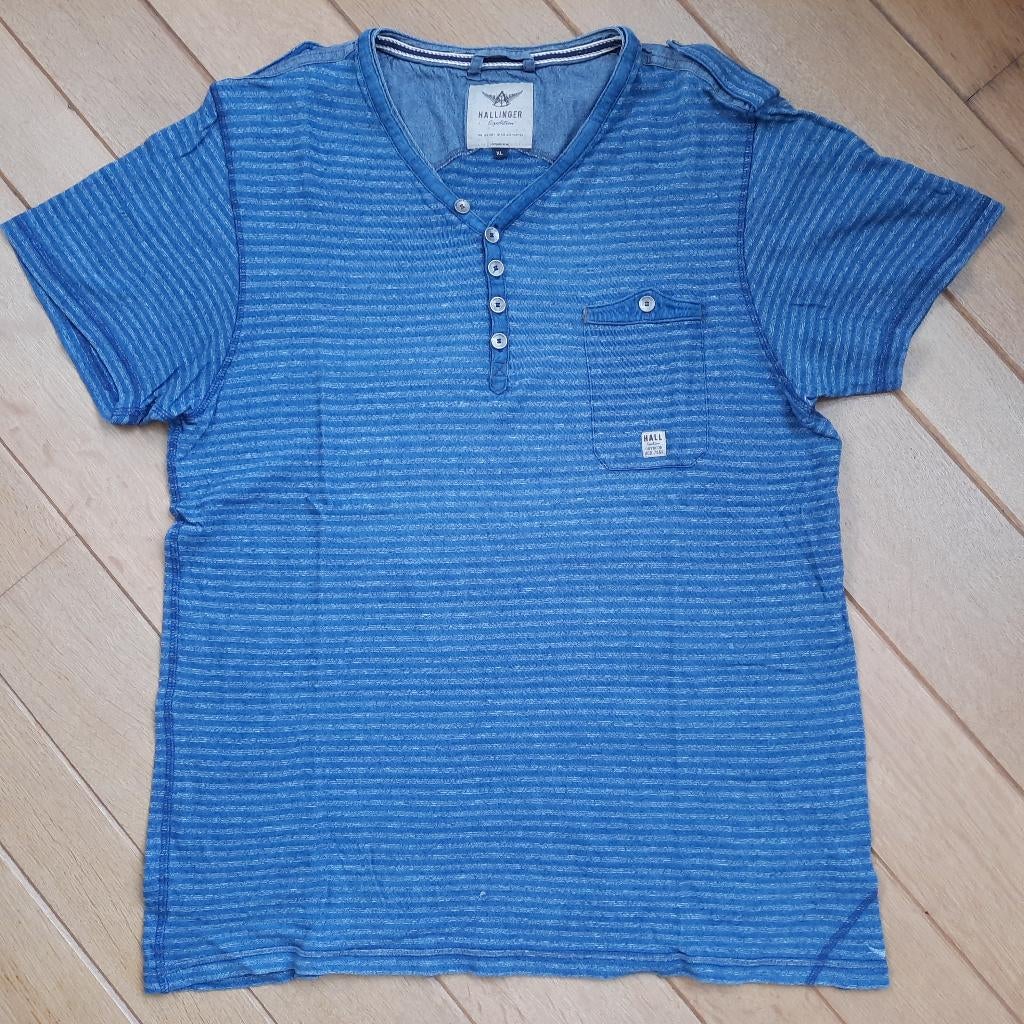 Hallinger t- shirt blauw grijs streep maat XL - nieuw -, Kleding | Heren, T-shirts, Blauw, Hallinger, Ophalen of Verzenden, Maat 56/58 (XL)
