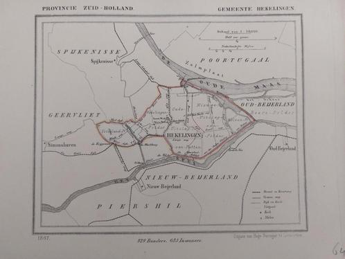 64 / Litho door J. Kuyper uit 1867 van Hekelingen ZH, Antiek en Kunst, Kunst | Litho's en Zeefdrukken, Ophalen of Verzenden