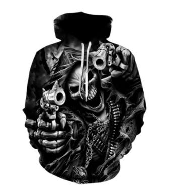 hoody met capuchon en schedel opdruk beschikbaar voor biedingen