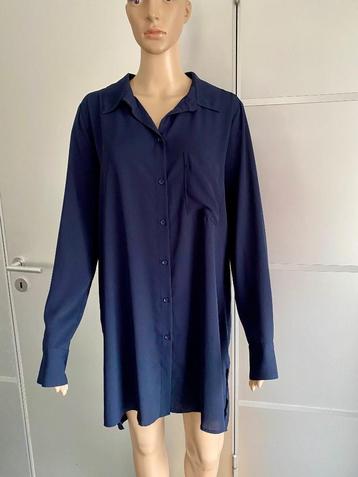 i139 Lange blouse-jurk maat 42=L jurkje tuniek donker-blauw beschikbaar voor biedingen