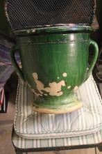 Antieke franse aardewerk groen glazuur Castelnaudary pot, Ophalen of Verzenden