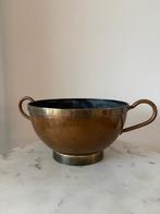 Vintage messing schaal met handvatten, Antiek en Kunst, Antiek | Koper en Brons, Ophalen of Verzenden, Koper