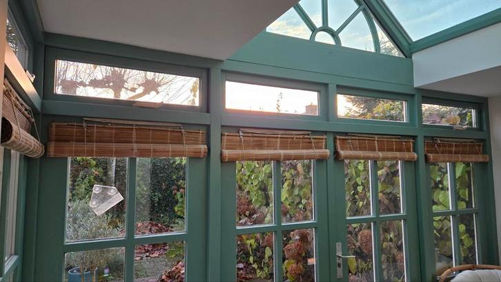 6 Bamboe Rolgordijnen, Huis en Inrichting, Stoffering | Gordijnen en Lamellen, Gebruikt, 100 tot 150 cm, 50 tot 100 cm, Beige