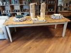 Brocante landelijke eettafel wit blank oud grenen, Ophalen, Gebruikt, Landelijk brocante
