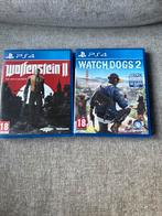 PlayStation 4 Games - Wolfenstein II & Watch Dogs 2, Spelcomputers en Games, Ophalen of Verzenden, Zo goed als nieuw, Zonder controller