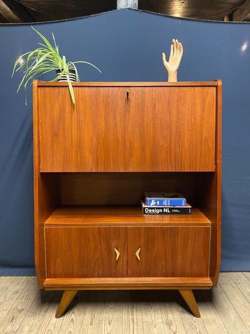 Vintage jaren 60  Mid-century Secretaire/Kastje teakhout beschikbaar voor biedingen